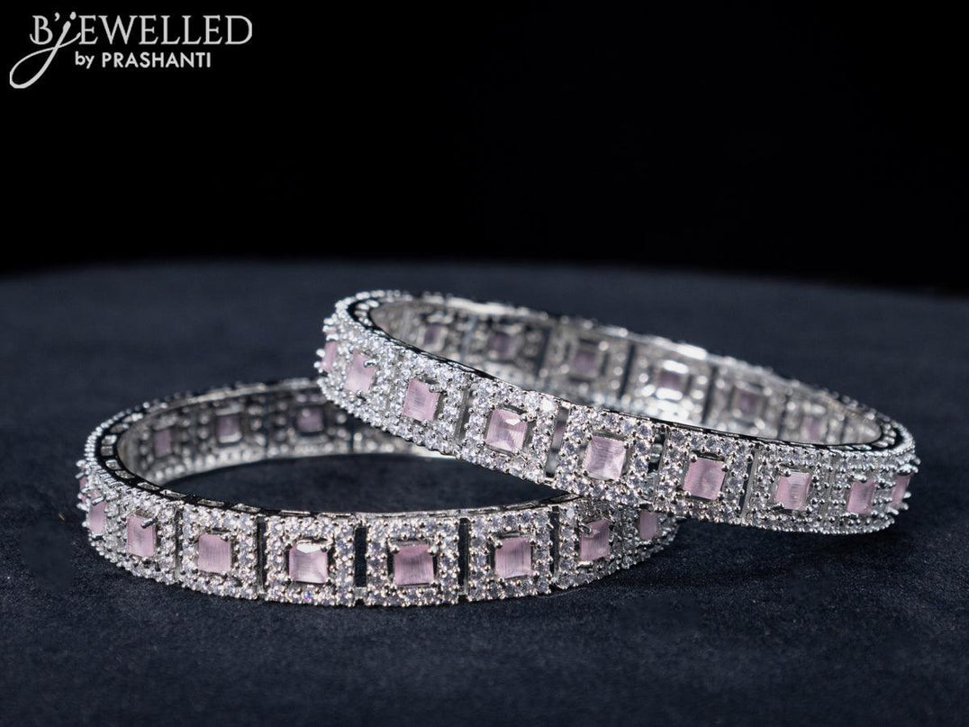 Zircon bangles with baby pink and cz stones - {{ collection.title }} by Prashanti Sarees
