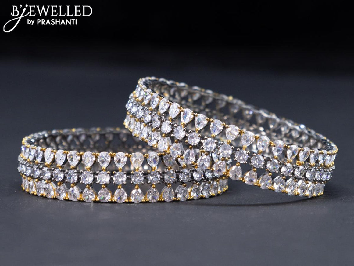 Zircon bangles with cz stones in victorian finish - {{ collection.title }} by Prashanti Sarees