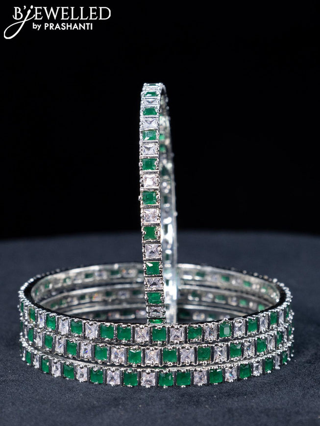 Zircon bangles with emerald and cz stones - {{ collection.title }} by Prashanti Sarees