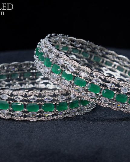 Zircon bangles with emerald and cz stones - {{ collection.title }} by Prashanti Sarees