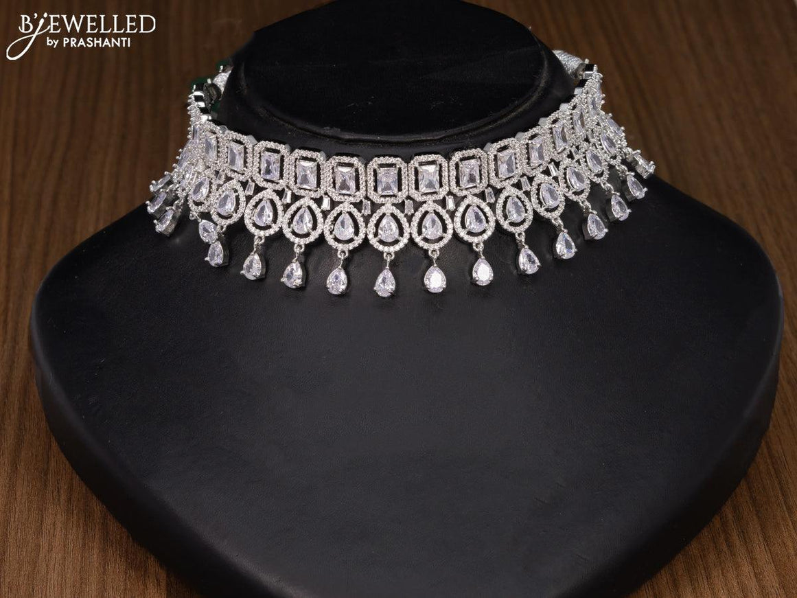 Zircon choker with cz stones and hangings - {{ collection.title }} by Prashanti Sarees