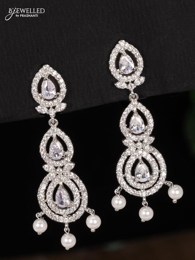Zircon choker with cz stones and pearl hangings - {{ collection.title }} by Prashanti Sarees