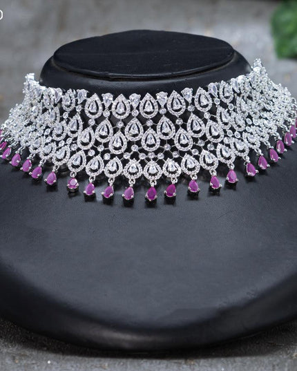 Zircon choker with ruby and cz stones - {{ collection.title }} by Prashanti Sarees