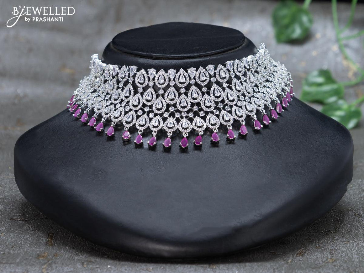Zircon choker with ruby and cz stones - {{ collection.title }} by Prashanti Sarees