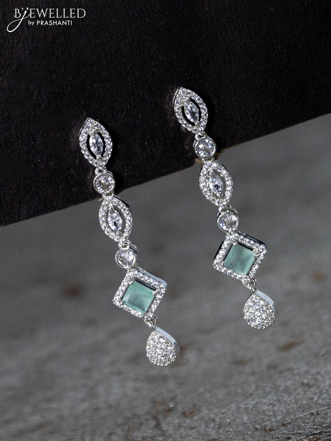 Zircon double layer necklace with mint green and cz stones - {{ collection.title }} by Prashanti Sarees