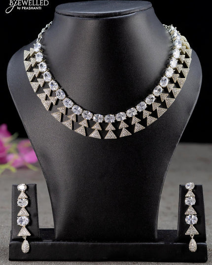 Zircon necklace with cz stones in gold finish - {{ collection.title }} by Prashanti Sarees