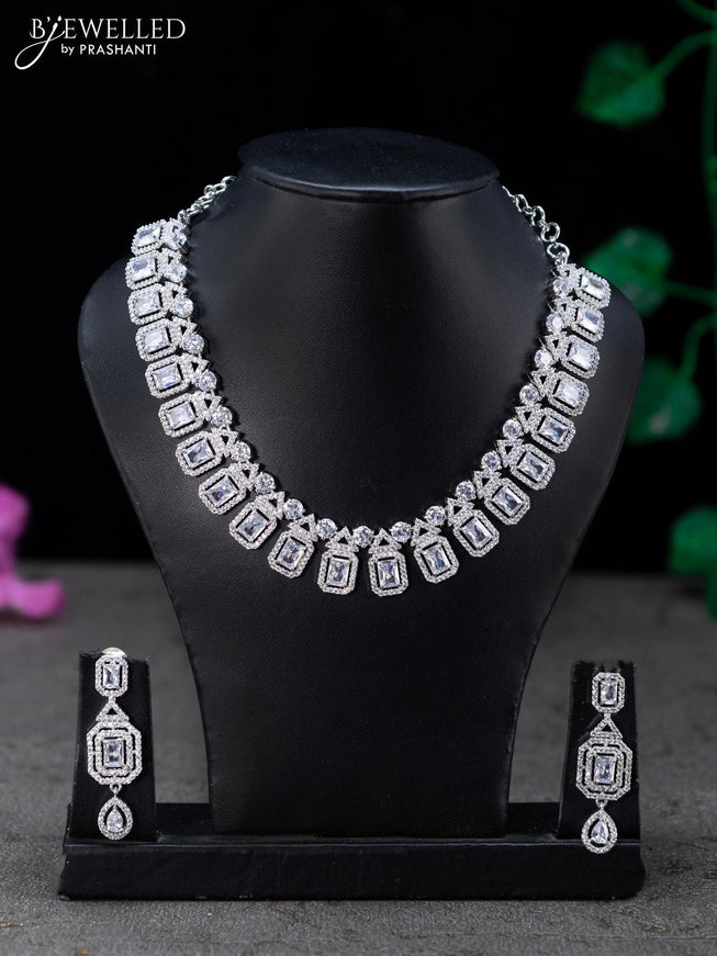 Zircon necklace with cz stones - {{ collection.title }} by Prashanti Sarees