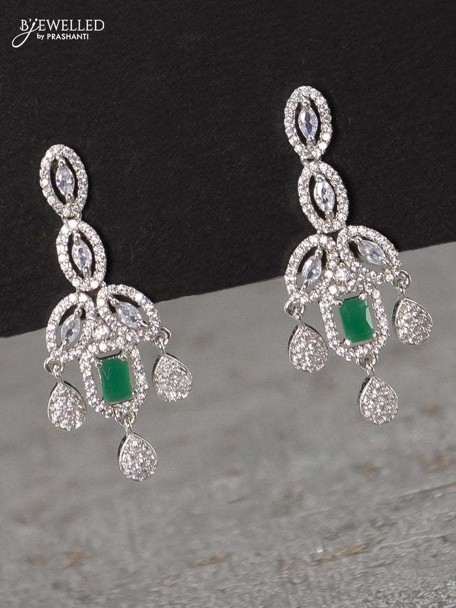 Zircon necklace with emerald and cz stones - {{ collection.title }} by Prashanti Sarees