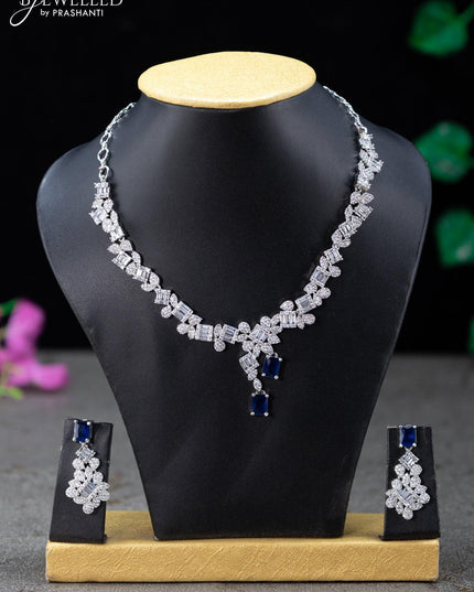 Zircon necklace with sapphire and cz stones - {{ collection.title }} by Prashanti Sarees