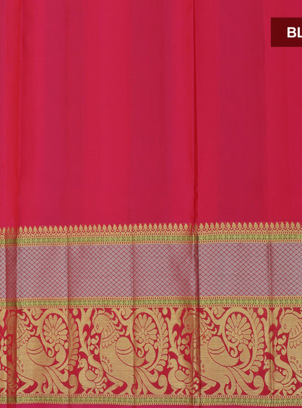 Pure silk half saree mango orange with allover silver zari floral buttas and contrast dark pink blouse & Dupatta