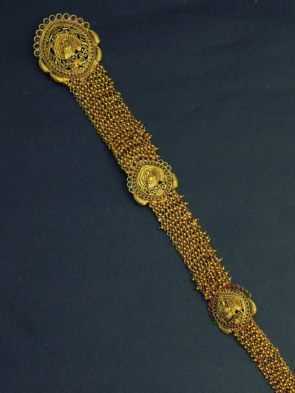 Antique peacock design jada billai with kemp stone