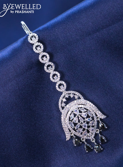 Zircon maang tikka with black and cz stone