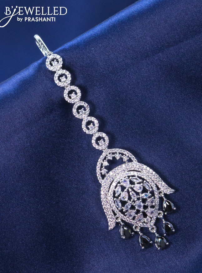 Zircon maang tikka with black and cz stone
