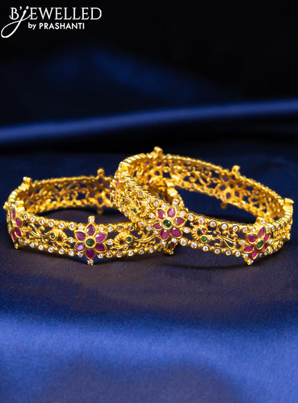 Antique bangle floral design with kemp and cz stones