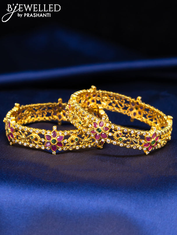 Antique bangle floral design with kemp and cz stones