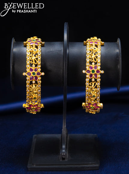 Antique bangle floral design with kemp and cz stones