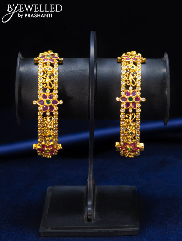 Antique bangle floral design with kemp and cz stones