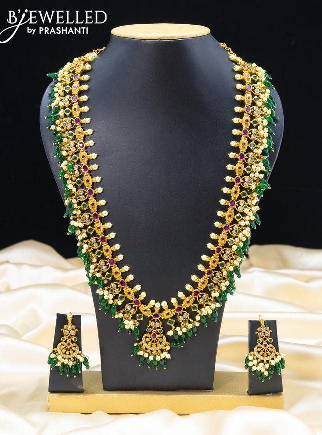 Antique haaram with kemp stone and green beads hangings
