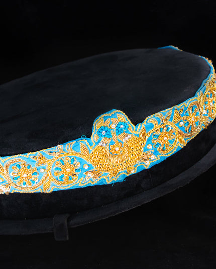 Hip belt light blue with zardosi & sequins work