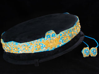 Hip belt light blue with zardosi & sequins work