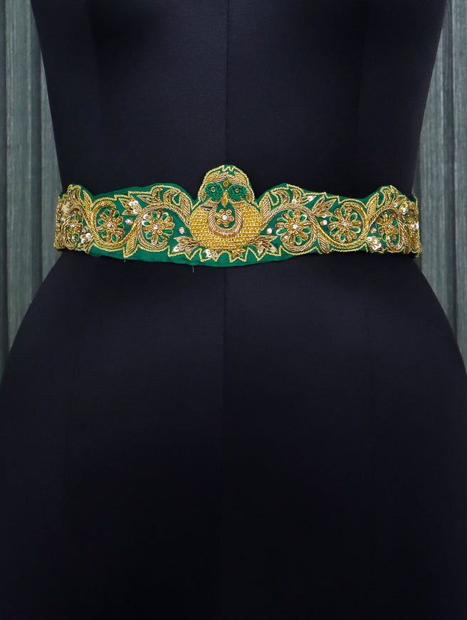 Hip belt green with zardosi & sequins work