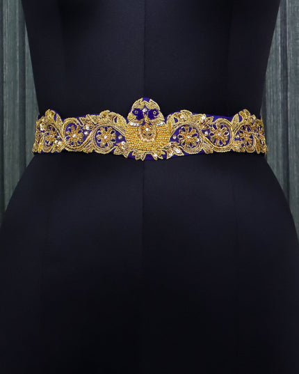 Hip belt blue with zardosi & sequins work