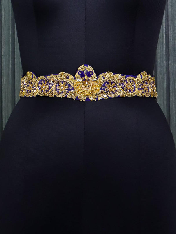 Hip belt blue with zardosi & sequins work