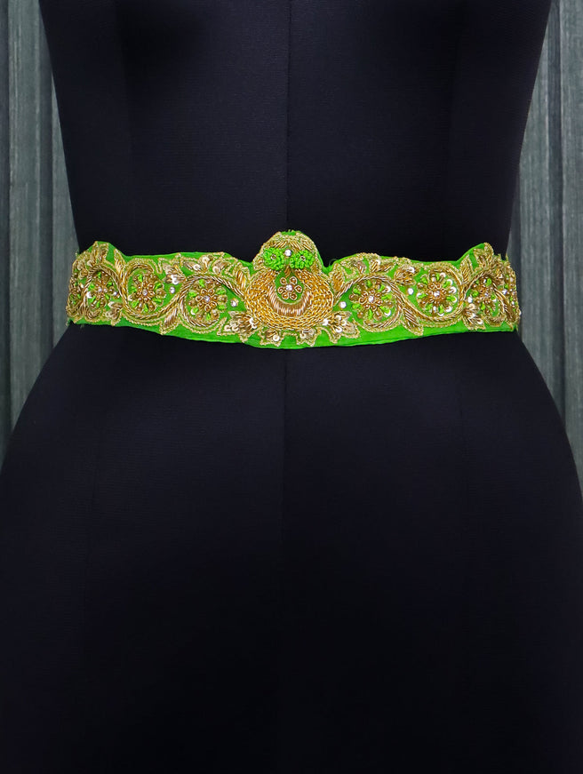 Hip belt light green with zardosi & sequins work