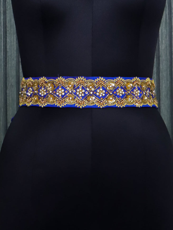 Hip belt blue with stones & sequins work