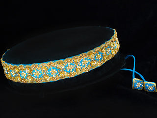 Hip belt cs blue with stones & sequins work