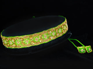 Hip belt light green with stones & sequins work