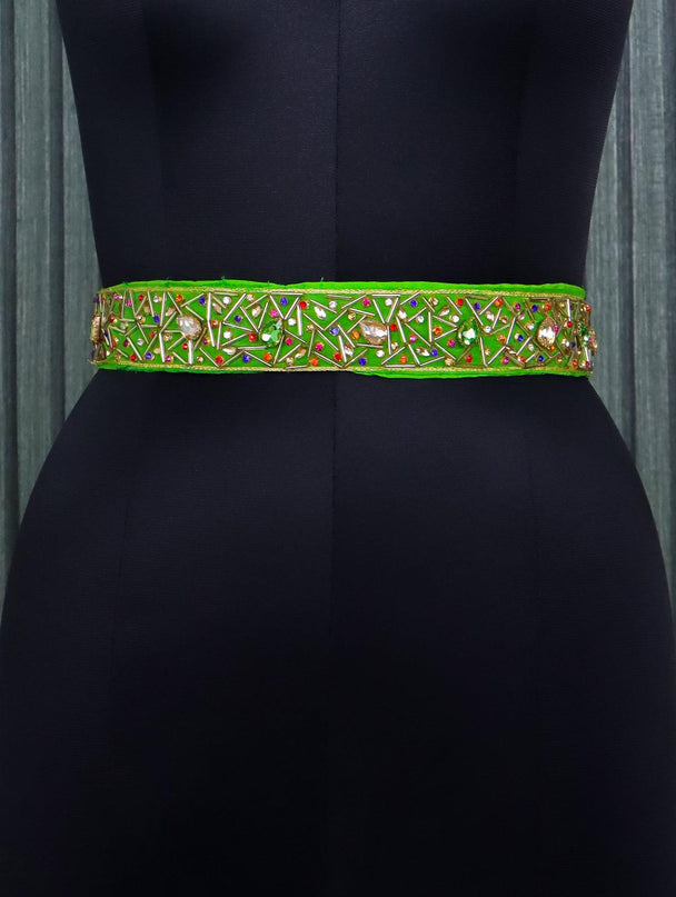 Hip belt light green with pipe & stones work
