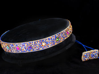 Hip belt blue with pipe & stones work