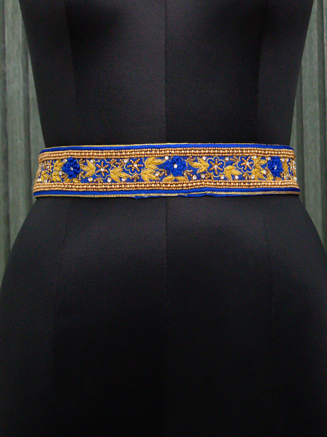 Hip belt blue with aari work ring knot & stone work