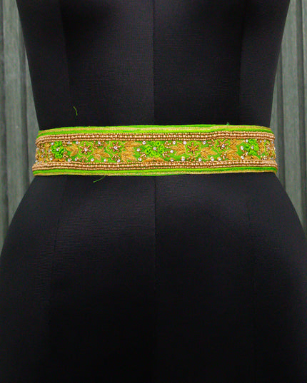 Hip belt light green with aari work ring knot & stone work