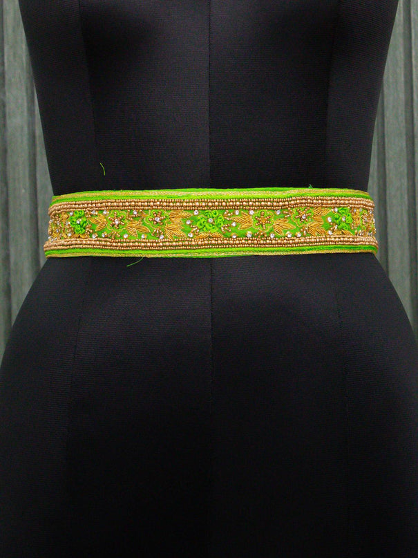 Hip belt light green with aari work ring knot & stone work