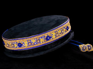 Hip belt blue with aari work ring knot & stone work