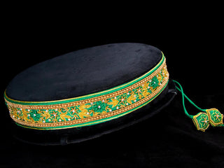 Hip belt green with aari work ring knot & stone work