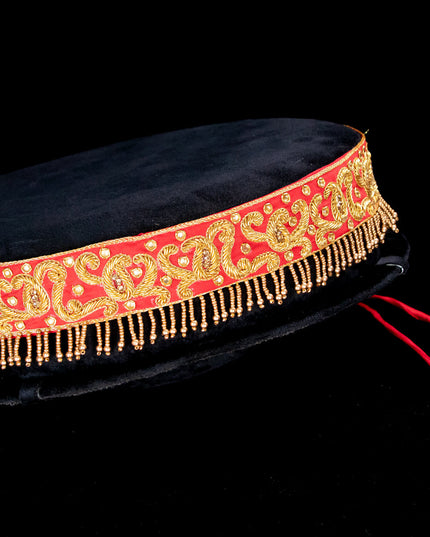 Hip belt red with zardosi work & beaded hanging