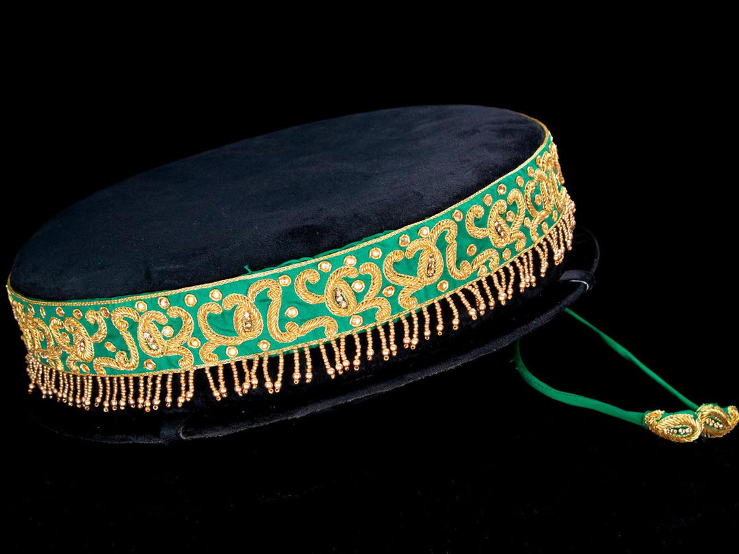 Hip belt green with zardosi work & beaded hanging