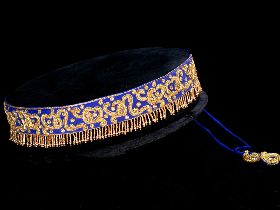 Hip belt blue with zardosi work & beaded hanging