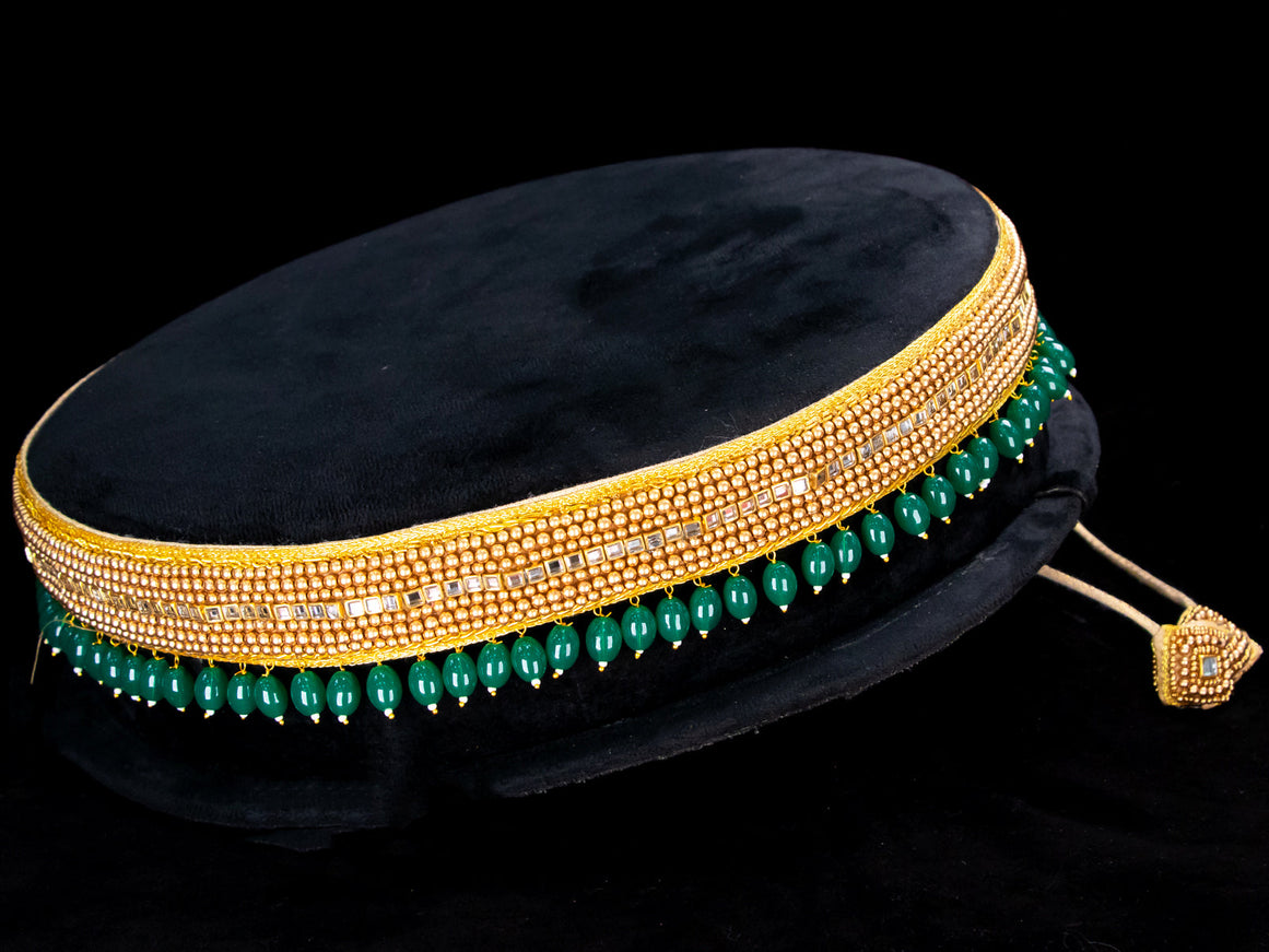 Hip belt gold with aari work & monalisa beads hanging