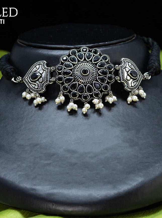 Oxidised Choker with black stones