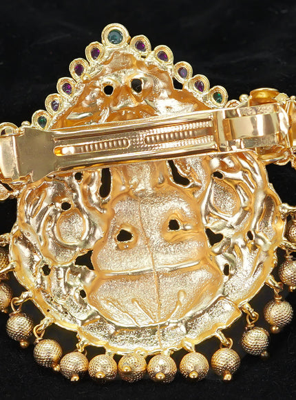 Antique haip clip medium size lakshmi design with kemp stones and golden beads hanging