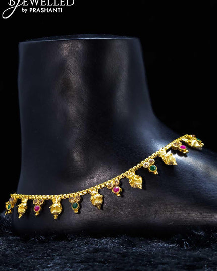 Antique anklet with kemp stone - {{ collection.title }} by Prashanti Sarees