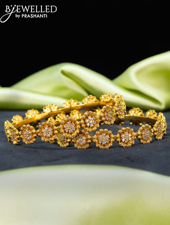 Antique bangle floral design with cz stone - {{ collection.title }} by Prashanti Sarees