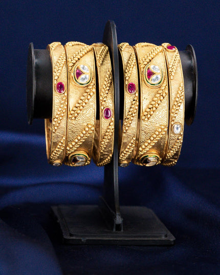 Antique bangle with kemp and cz stone - {{ collection.title }} by Prashanti Sarees