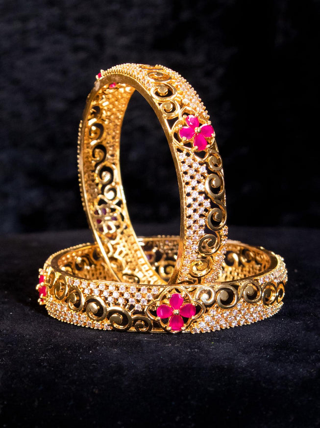 Antique bangle with kemp and cz stone - {{ collection.title }} by Prashanti Sarees