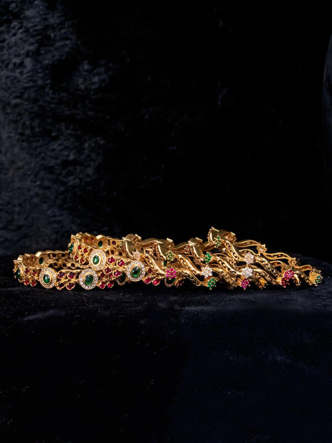 Antique bangle with kemp & cz stone - {{ collection.title }} by Prashanti Sarees