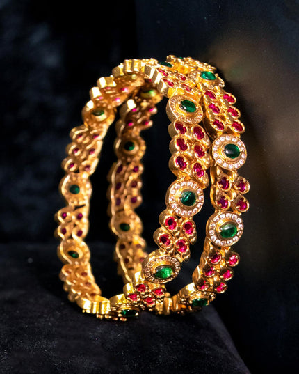 Antique bangle with pink kemp and cz stone - {{ collection.title }} by Prashanti Sarees